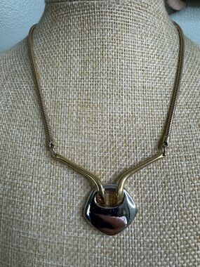 Two-Tone Gold and Silver Vintage Geometric Choker Necklace